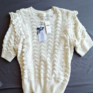 Anthropologie Kachel Crochet Knit Sweater